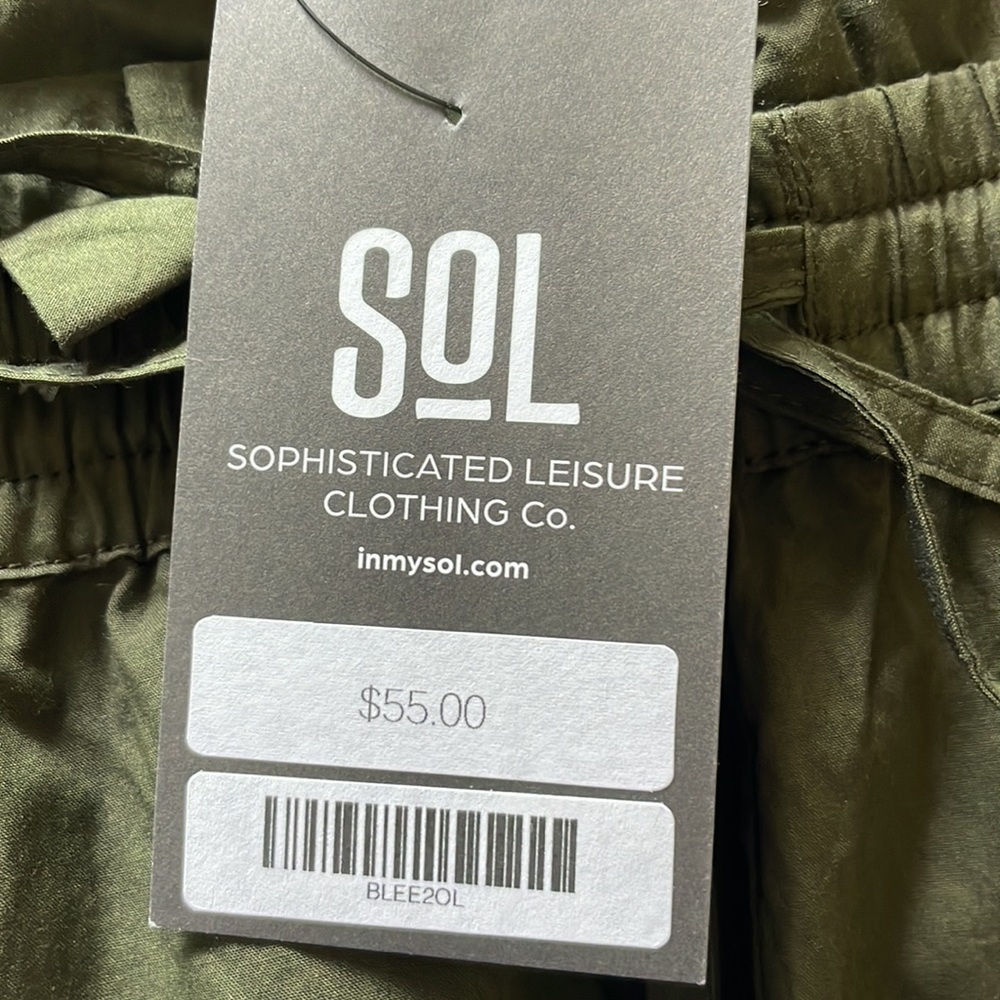 Sol Paperbag Elastic Waist Khaki Green Shorts Size XXL - Picture 5 of 8